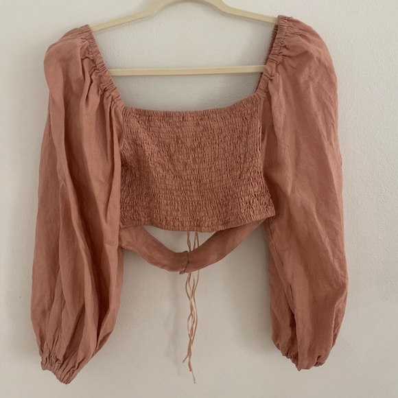 Verge Girl French Twist Linen Crop Top - Picture 8 of 10